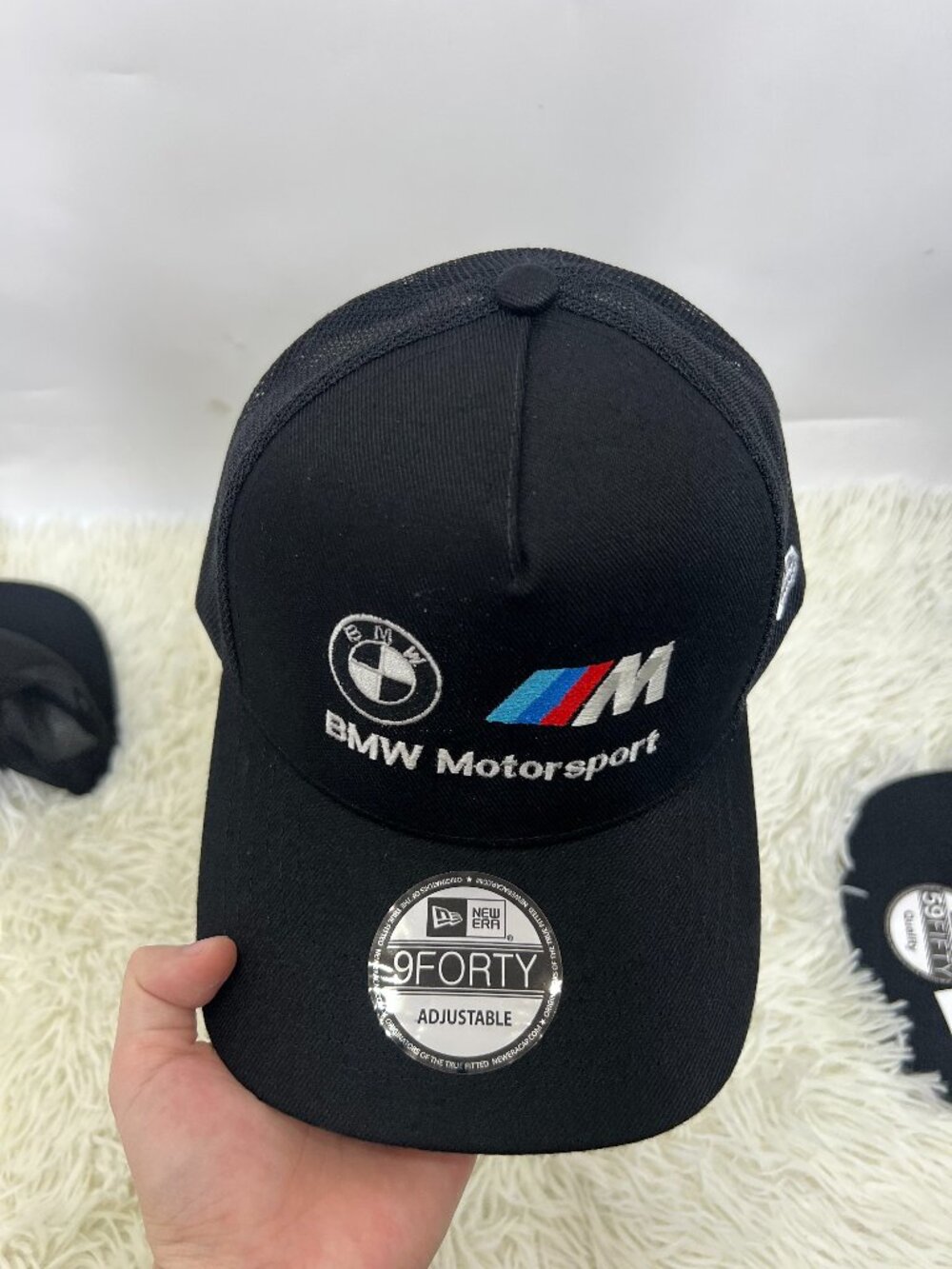 BMW Motorsport Embroidered Snapback Hat Black Trucker Cap Racing Car Enthusiast